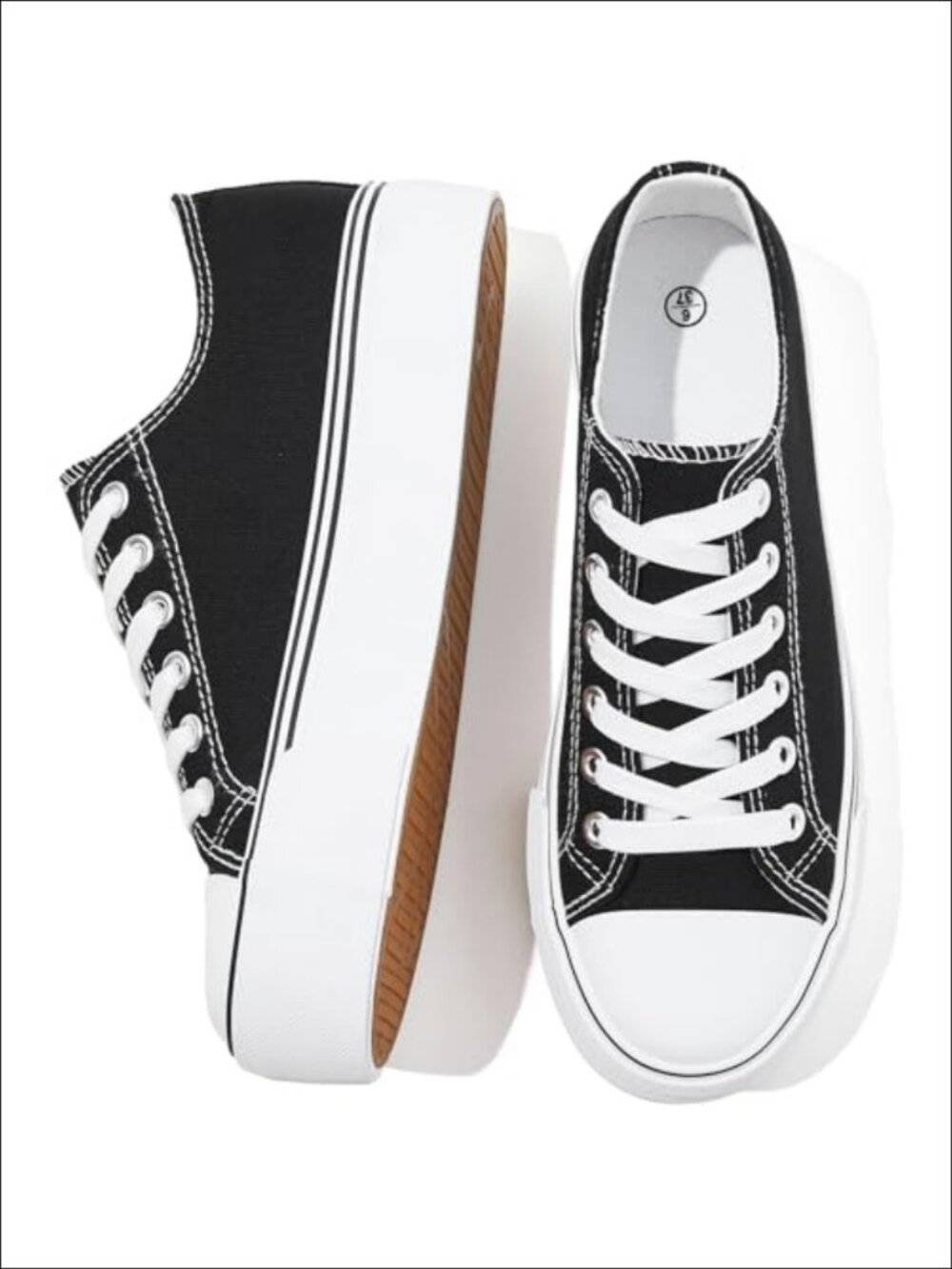 SERNIAL Women's Platform Sneakers Breathable Canvas Lace-Up Casual Walking Shoes
